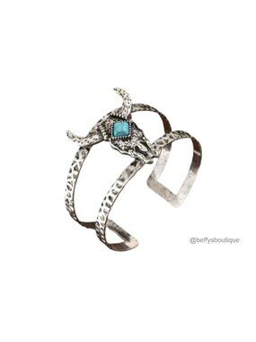Western Turquoise Cuff Bracelet Adjustable Open Bangle Cowgirl Jewelry Gift